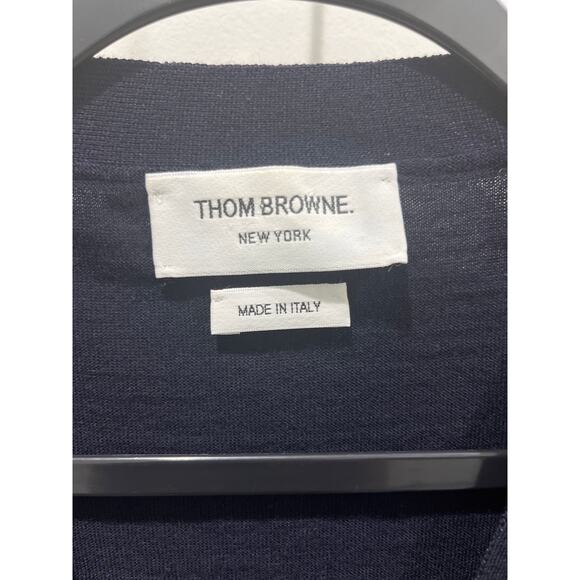 THOM BROWNE Men's 4-Bar Wool Navy Blue Cardigan Sweater Sz 0 - Picture 5 of 10